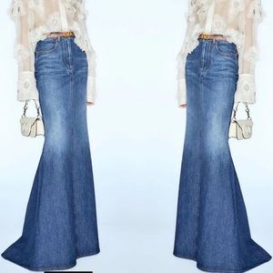 Fishtail Denim Maxi Skirt